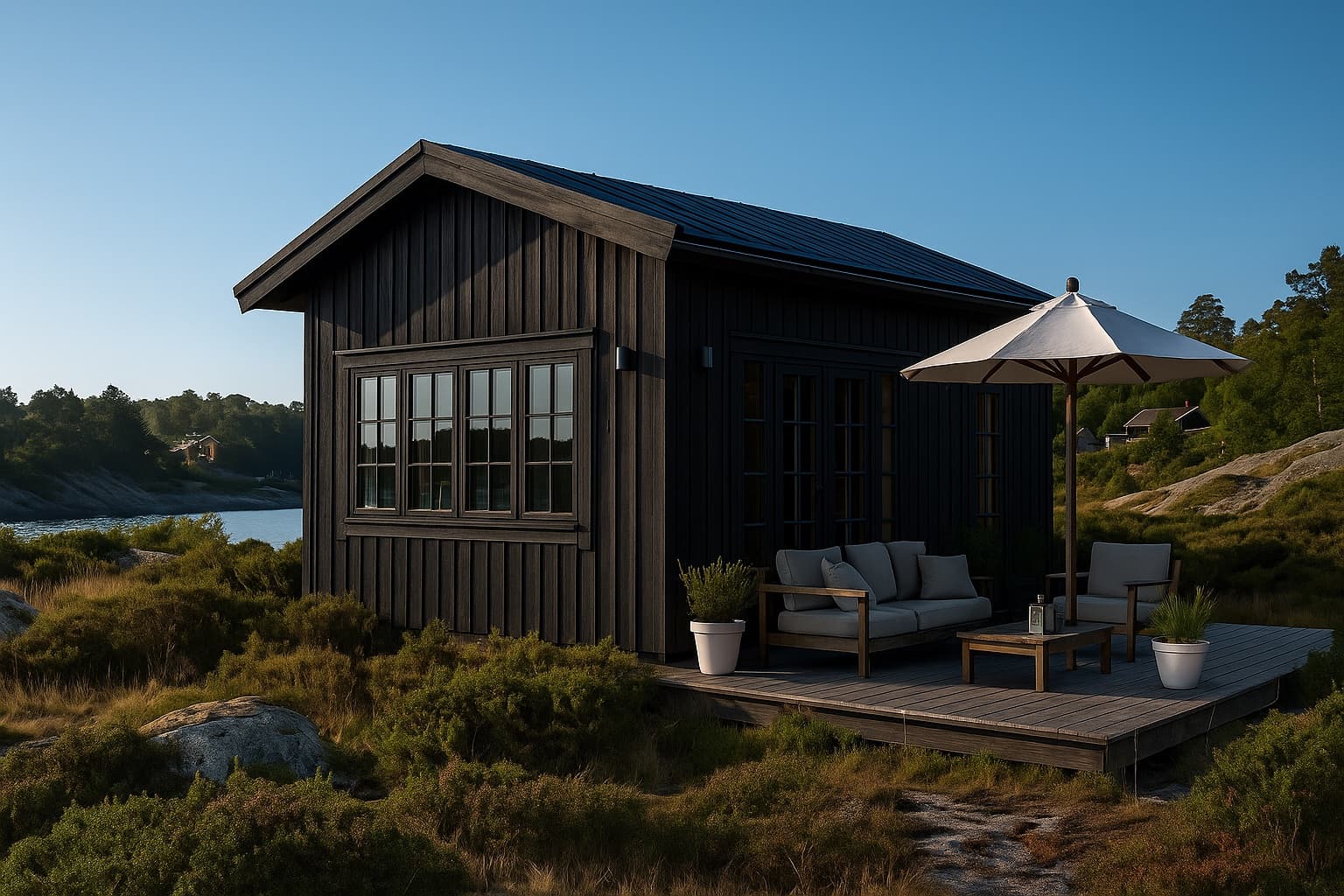 Vackert Steningehus i naturlig miljö